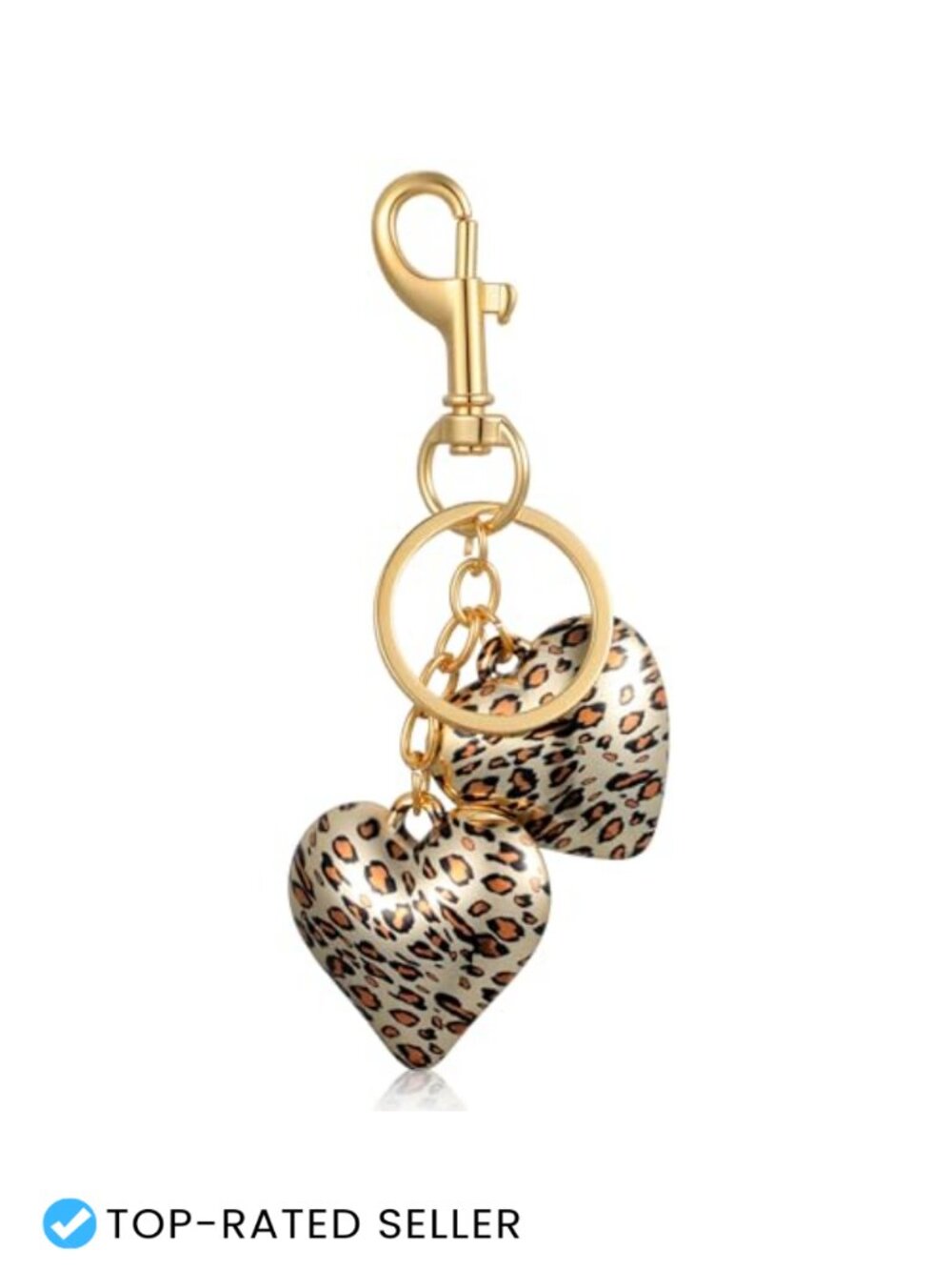 Leopard Heart Purse Charm Gold CCB Zinc Alloy Keychain Bag Jewelry